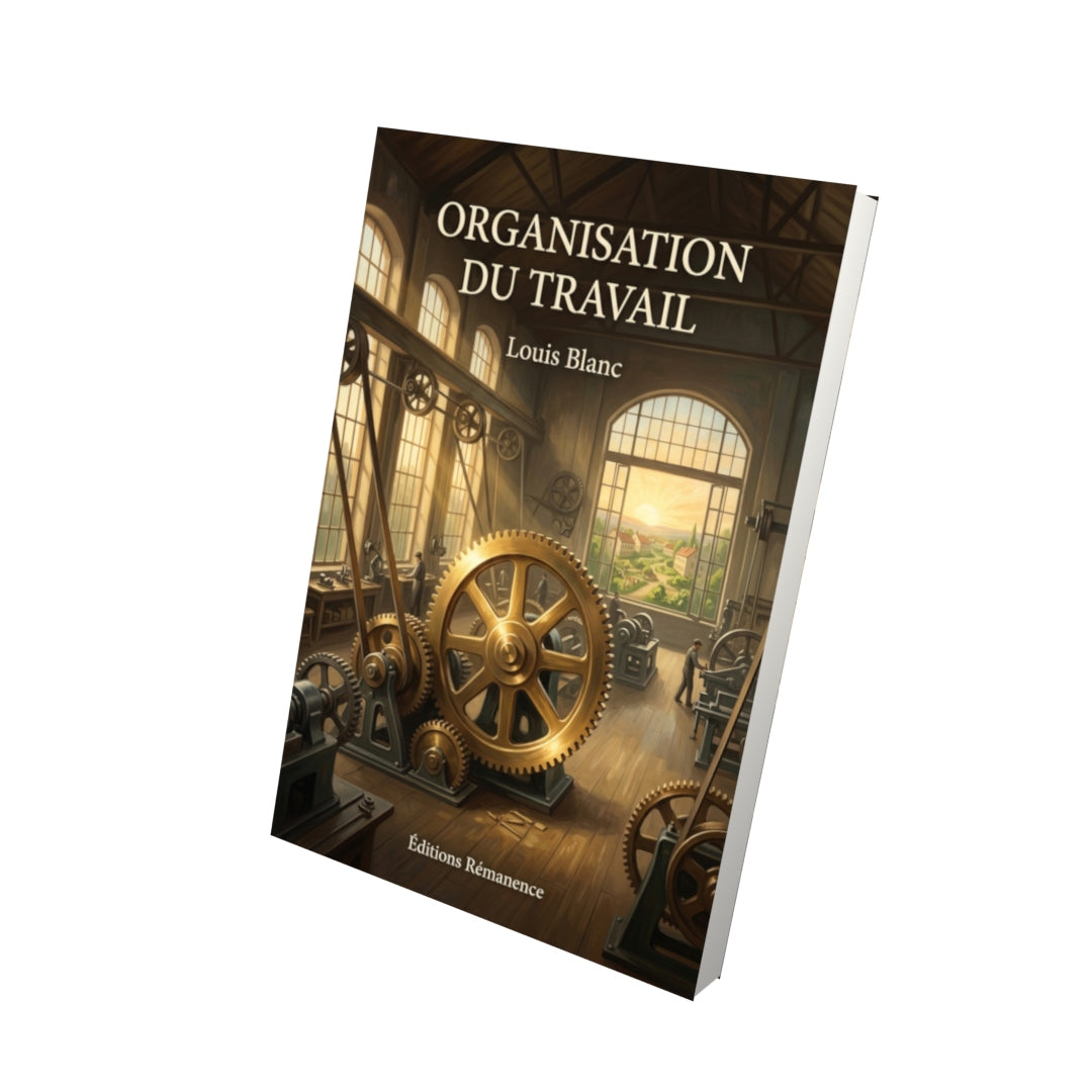 Livre Organisation du travail par Louis Blanc - Vue 3D - Editions Remanence