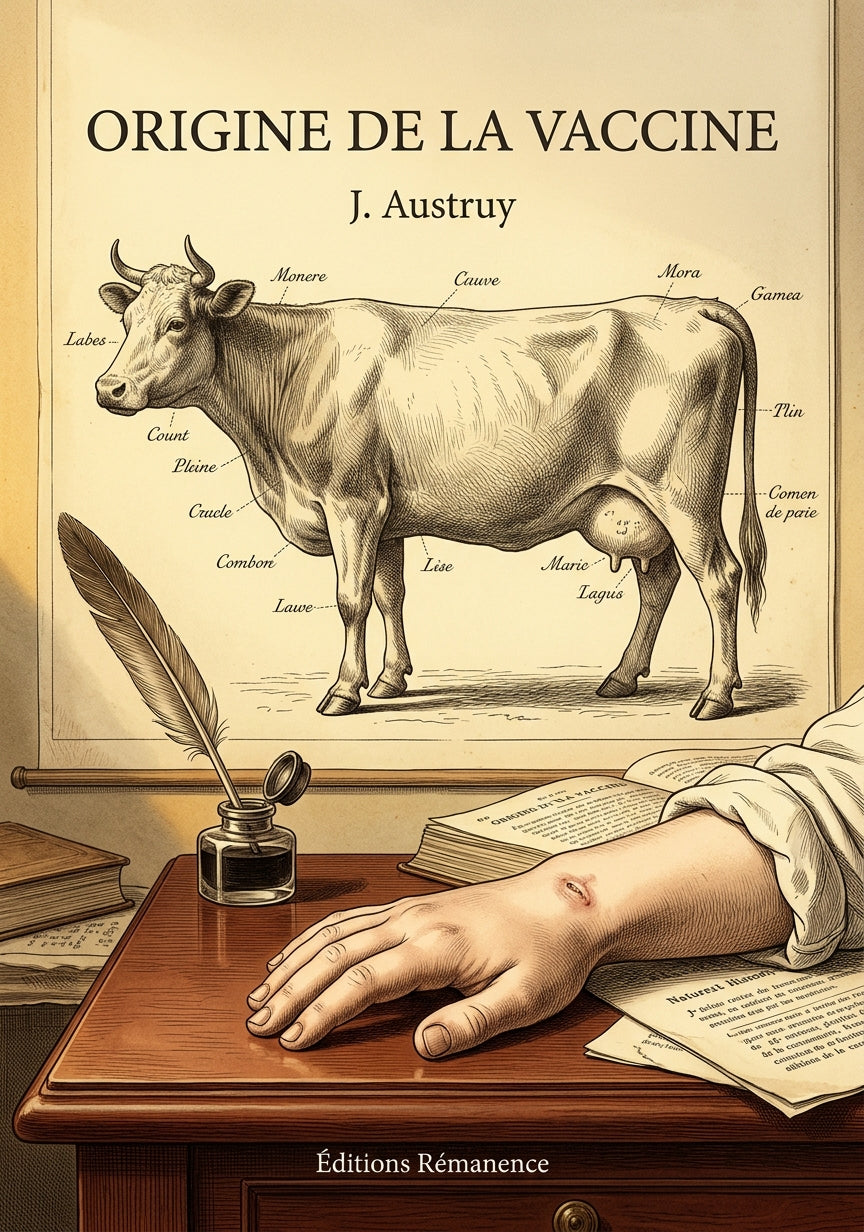Livre Origine de la vaccine par J. Austruy - Couverture - Editions Remanence
