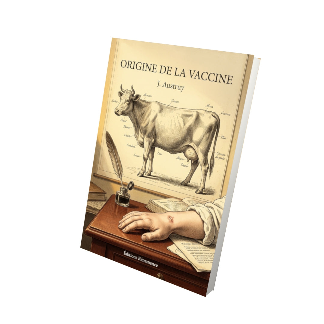 Livre Origine de la vaccine par J. Austruy - Vue 3D - Editions Remanence