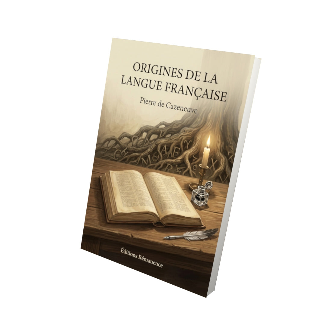 Livre Origines de la langue française par Pierre de Cazeneuve - Vue 3D - Editions Remanence