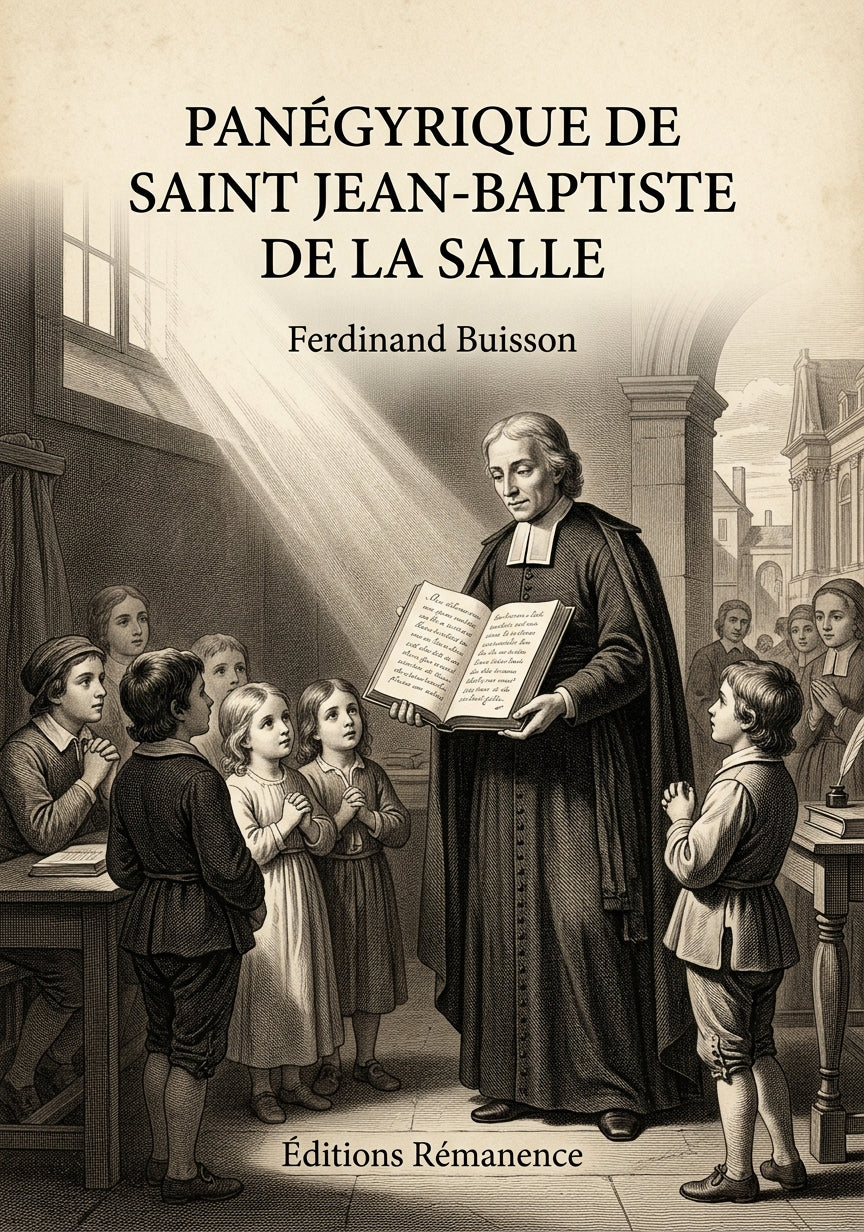 Livre Panégyrique de saint Jean-Baptiste de la Salle par Ferdinand Buisson - Couverture - Editions Remanence