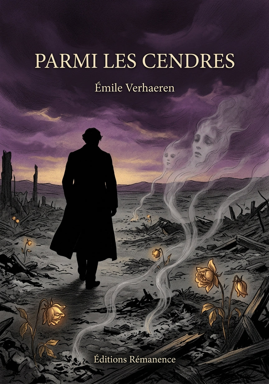 Livre Parmi les cendres par Émile Verhaeren - Couverture - Editions Remanence