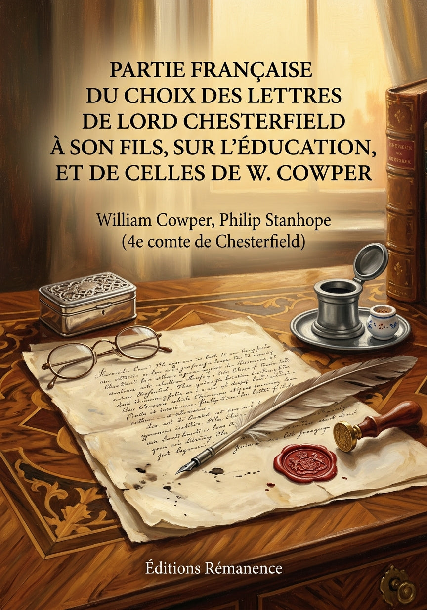 Livre Partie française du choix des Lettres de lord Chesterfield à son fils, sur l'éducation, et de celles de W. Cowper par William Cowper, Philip Stanhope (4e comte de Chesterfield) - Couverture - Editions Remanence