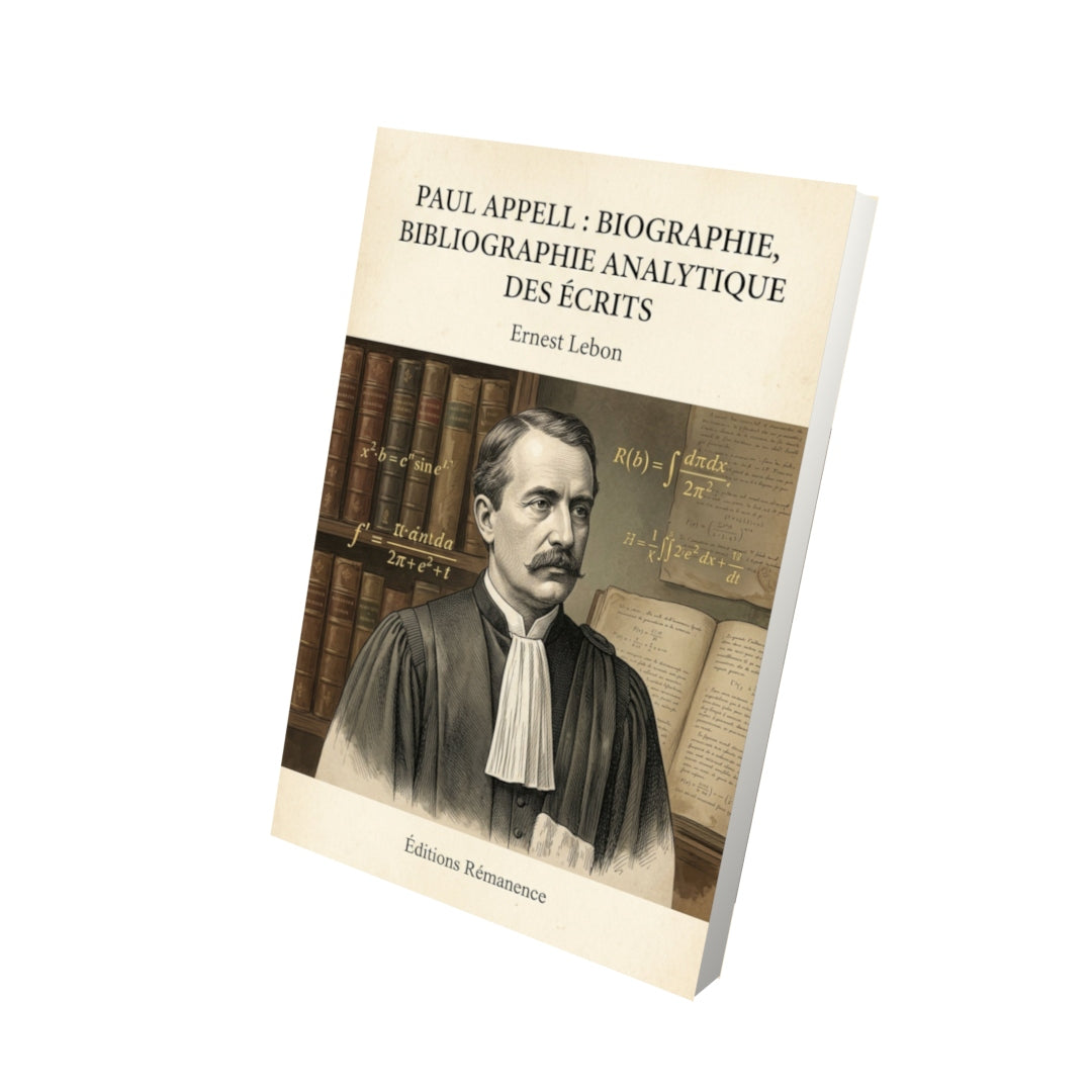 Livre Paul Appell : Biographie, Bibliographie Analytique des Écrits - Ernest Lebon - Vue 3D - Editions Remanence
