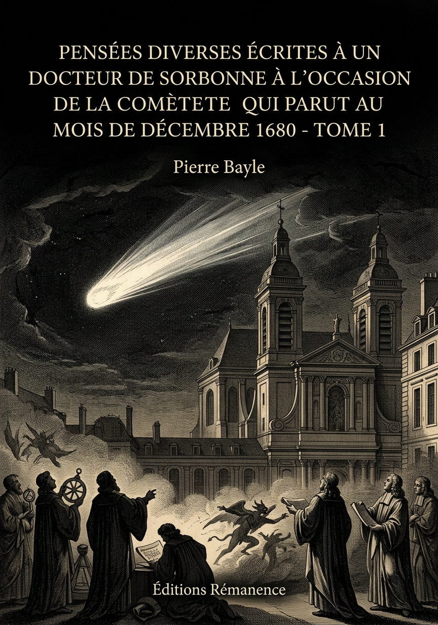 Livre Pensées diverses écrites à un docteur de Sorbonne à l’occasion de la Comète qui parut au mois de décembre 1680 - Tome 1 par Pierre Bayle - Couverture - Editions Remanence