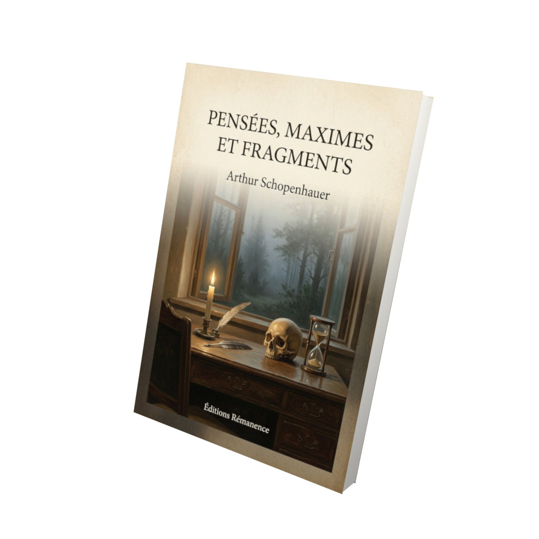 Livre Pensées, maximes et fragments - Arthur Schopenhauer - Vue 3D - Editions Remanence