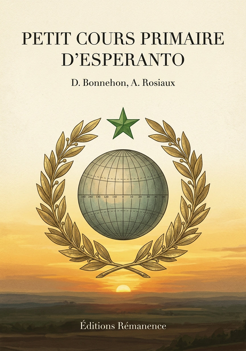 Livre Petit Cours primaire d’Esperanto par D. Bonnehon, A. Rosiaux - Couverture - Editions Remanence