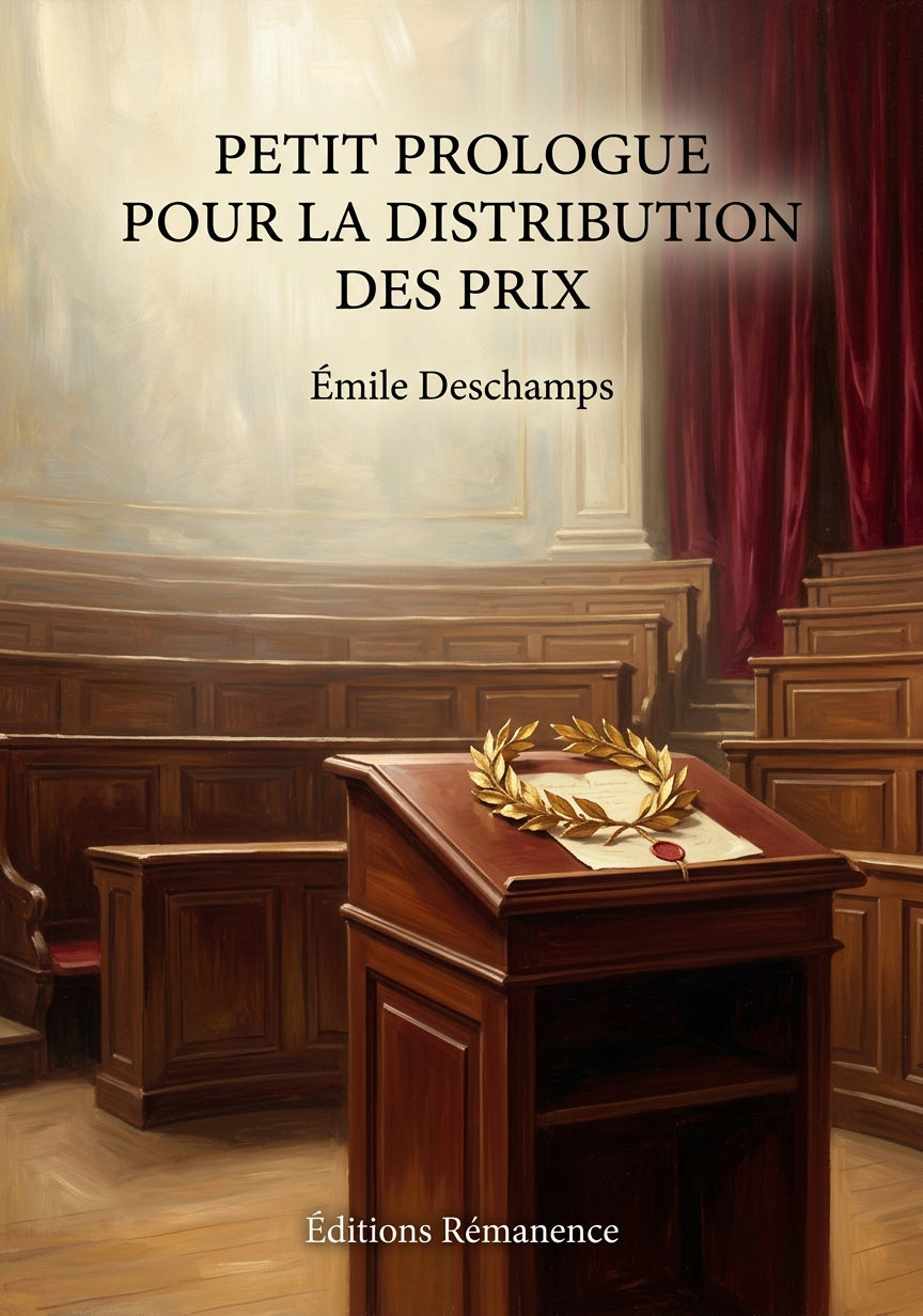 Livre Petit prologue pour la distribution des prix par Émile Deschamps - Couverture - Editions Remanence