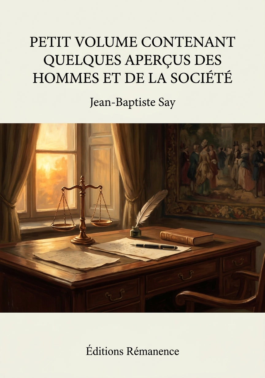 Livre Petit volume contenant quelques aperçus des hommes et de la société par Jean-Baptiste Say - Couverture - Editions Remanence