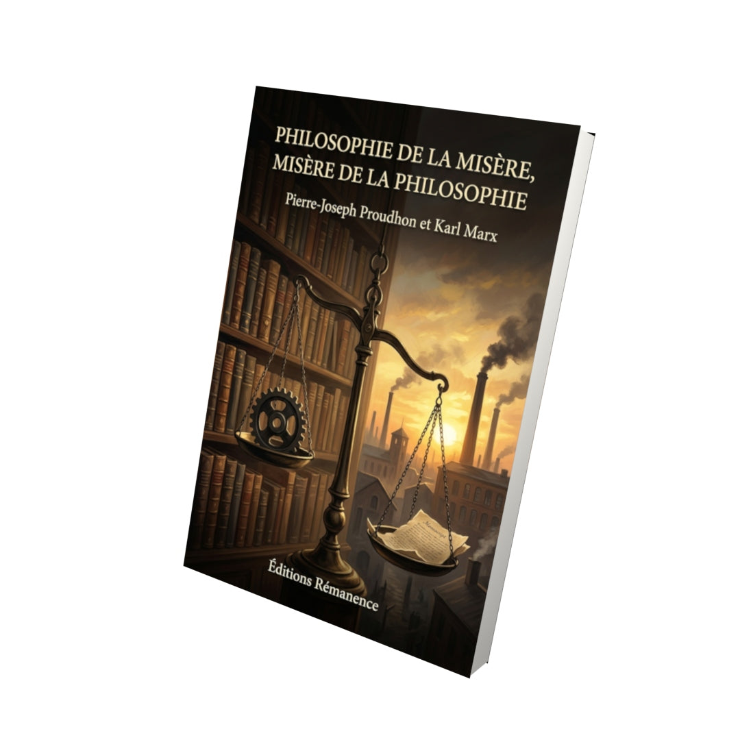 Livre Philosophie de la misère, Misère de la philosophie par Pierre-Joseph Proudhon et Karl Marx - Vue 3D - Editions Remanence
