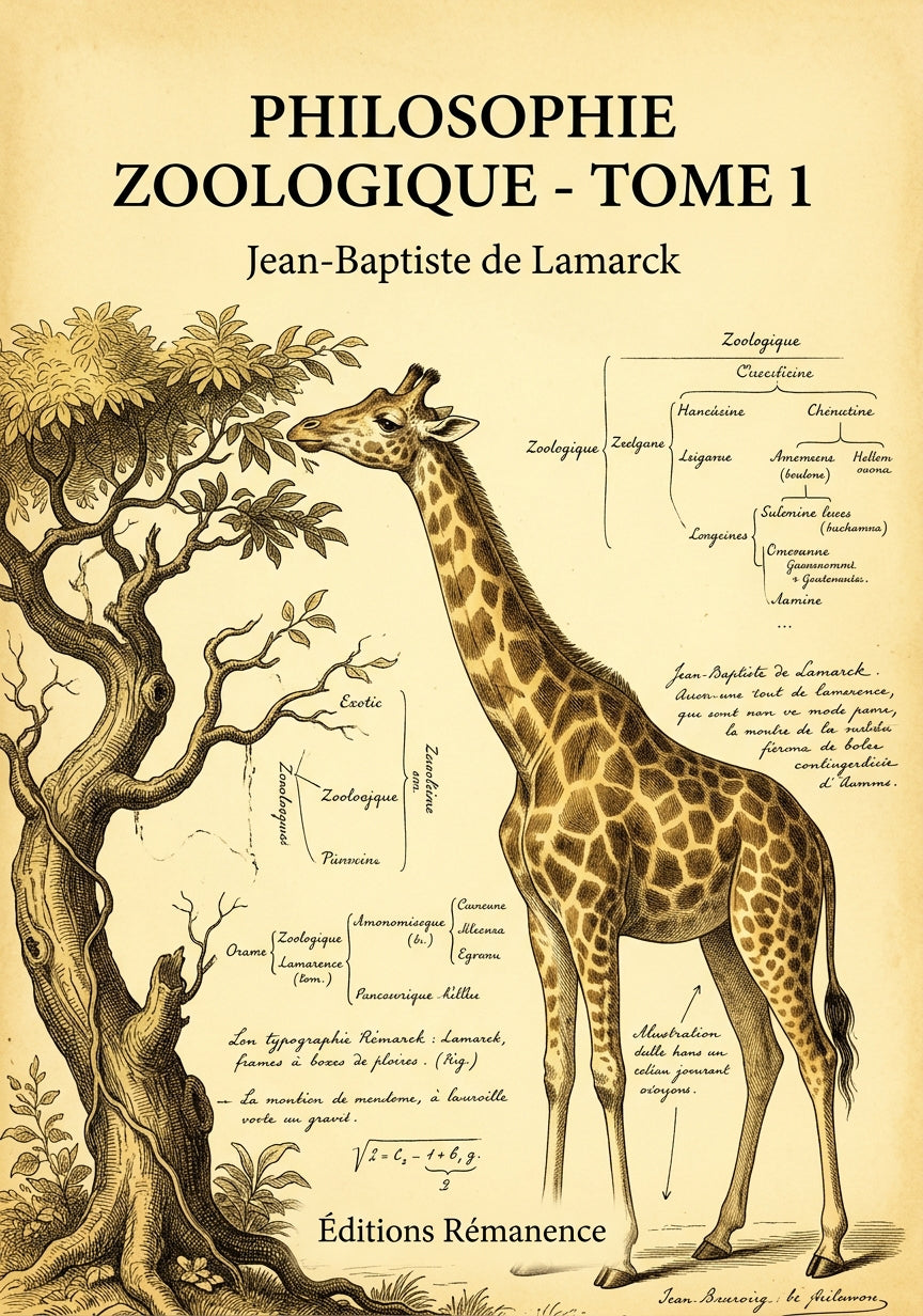Livre Philosophie zoologique - Tome 1 par Jean-Baptiste de Lamarck - Couverture - Editions Remanence