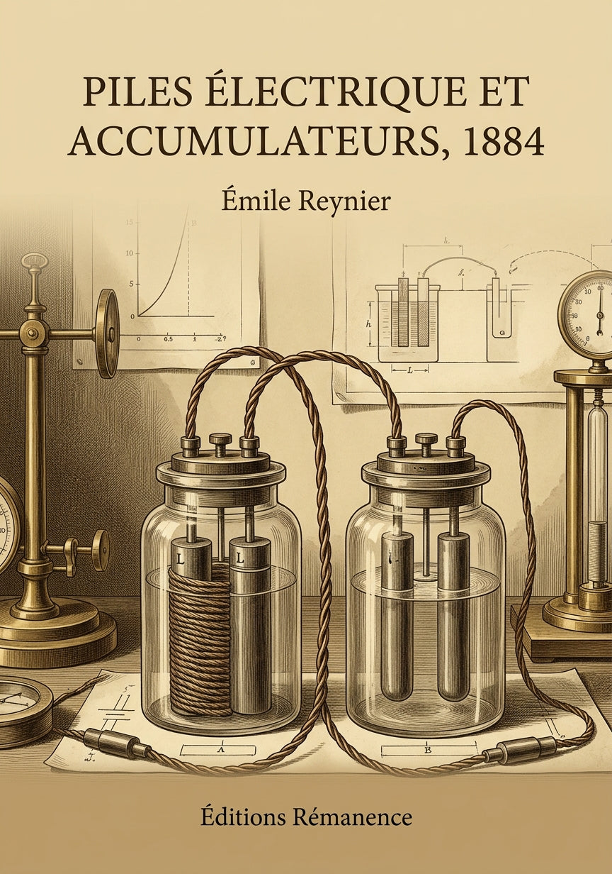 Livre Piles électrique et accumulateurs, 1884 par Émile Reynier - Couverture - Editions Remanence
