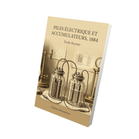 Livre Piles électrique et accumulateurs, 1884 par Émile Reynier - Vue 3D - Editions Remanence