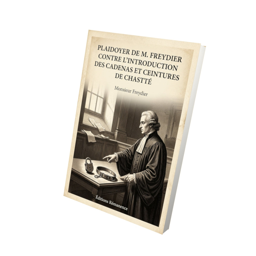 Livre Plaidoyer de M. Freydier contre l'introduction des cadenas et ceintures de chasteté - Monsieur Freydier - Vue 3D - Editions Remanence