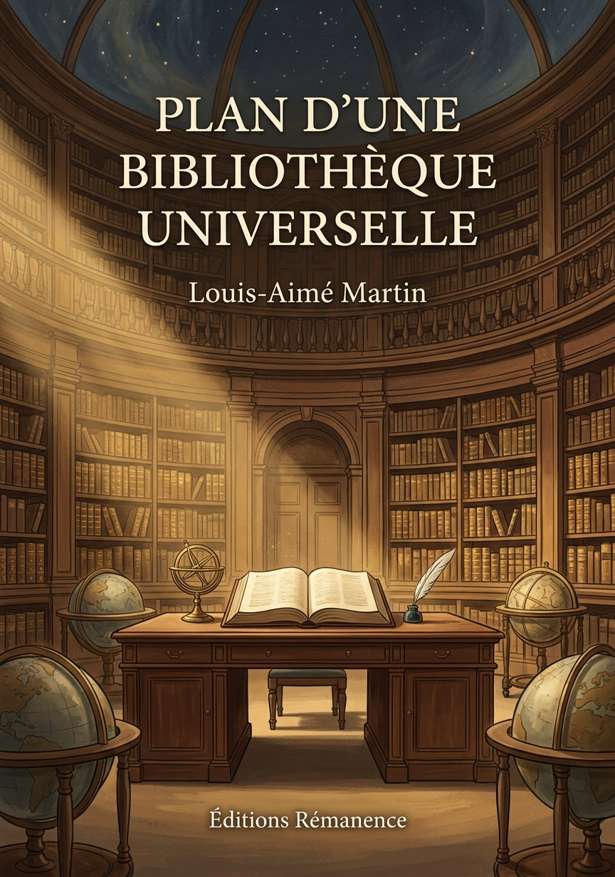 Livre Plan d’une bibliothèque universelle par Louis-Aimé Martin - Couverture - Editions Remanence