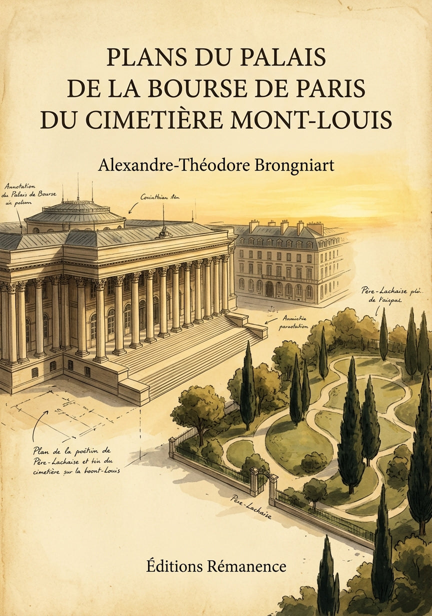 Livre Plans du Palais de la Bourse de Paris et du cimetière Mont-Louis par Alexandre-Théodore Brongniart - Couverture - Editions Remanence