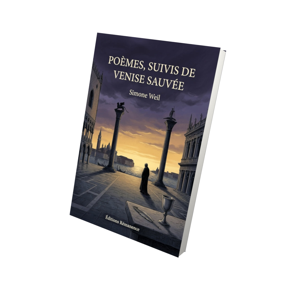 Livre Poèmes, suivis de Venise sauvée par Simone Weil - Vue 3D - Editions Remanence