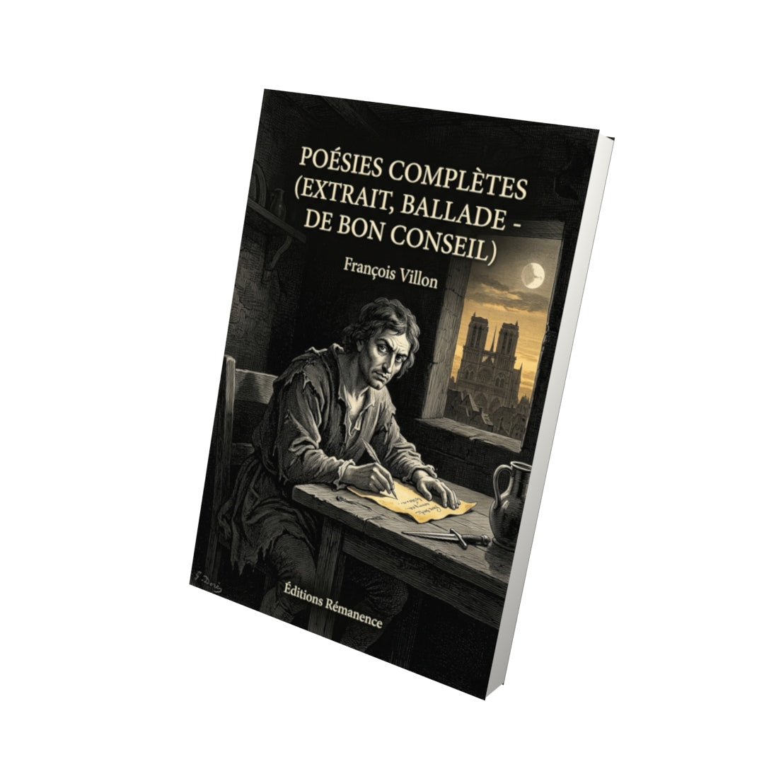 Livre Poésies complètes (extrait, Ballade - De bon conseil) par François Villon - Vue 3D - Editions Remanence