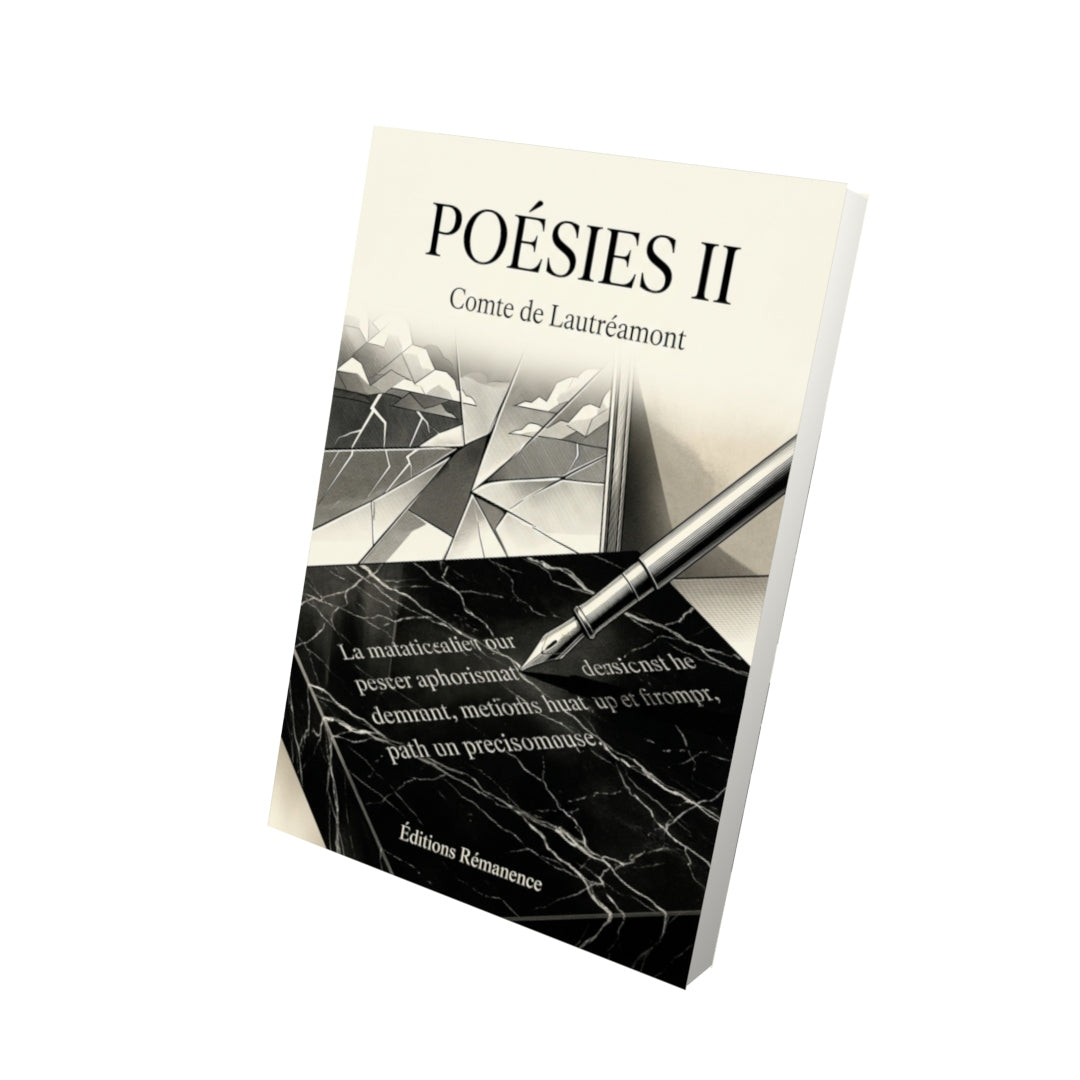 Livre Poésies II par Comte de Lautréamont - Vue 3D - Editions Remanence