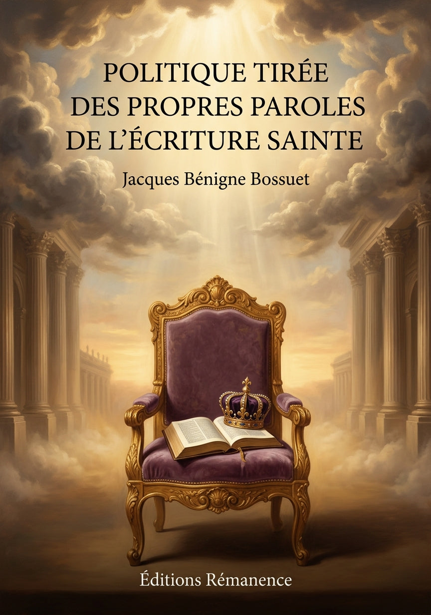 Livre Politique tirée des propres paroles de l’Écriture Sainte par Jacques Bénigne Bossuet - Couverture - Editions Remanence