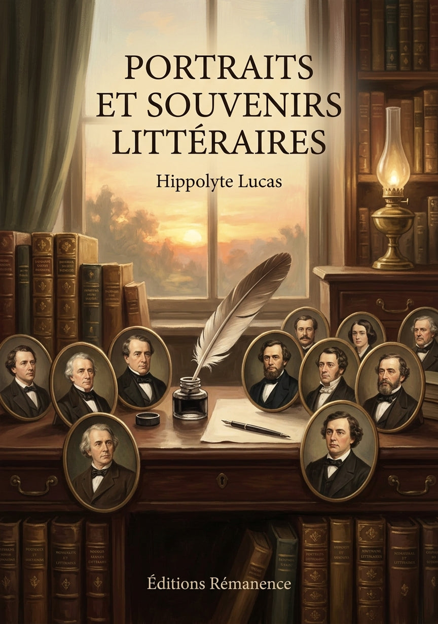 Livre Portraits et souvenirs littéraires par Hippolyte Lucas - Couverture - Editions Remanence