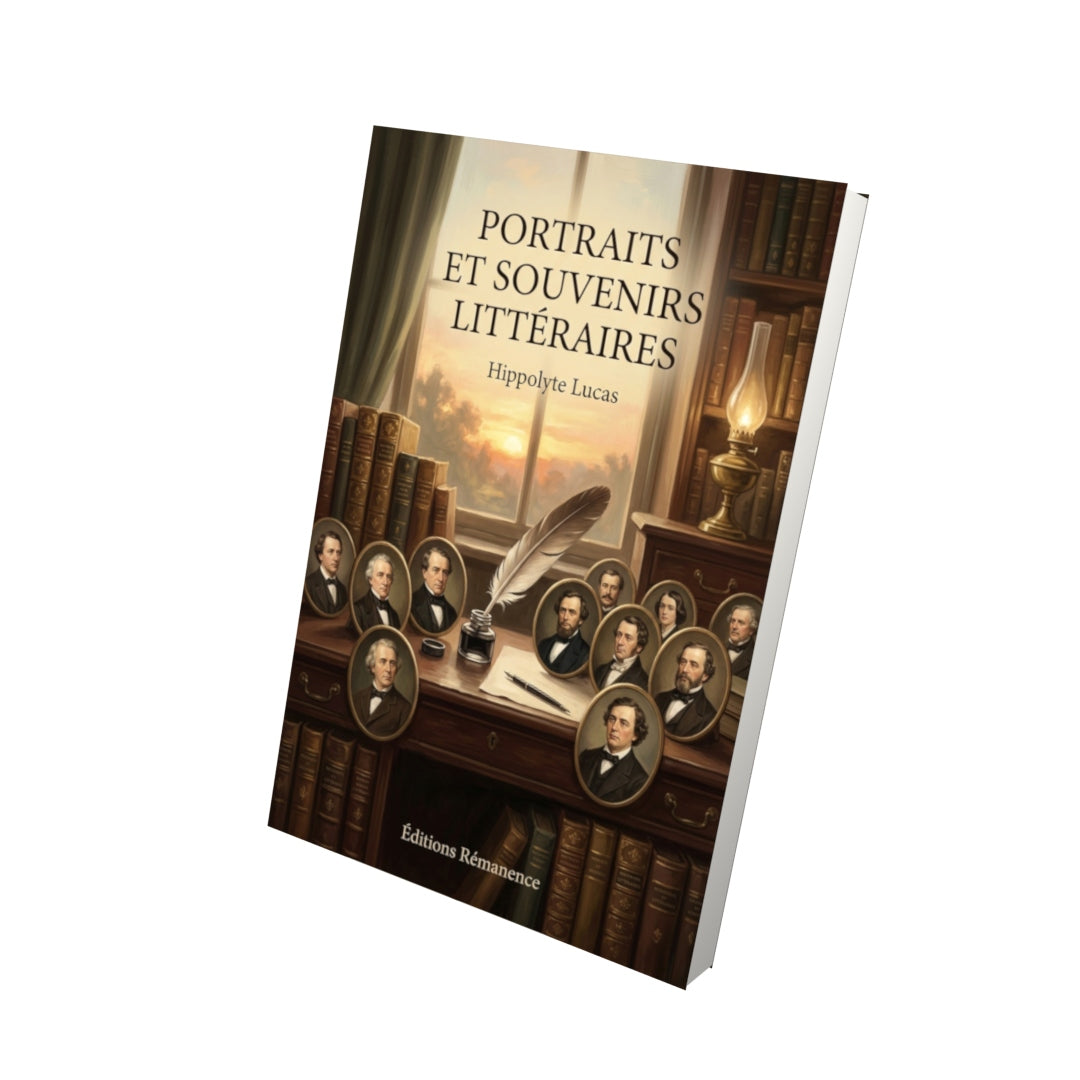 Livre Portraits et souvenirs littéraires par Hippolyte Lucas - Vue 3D - Editions Remanence