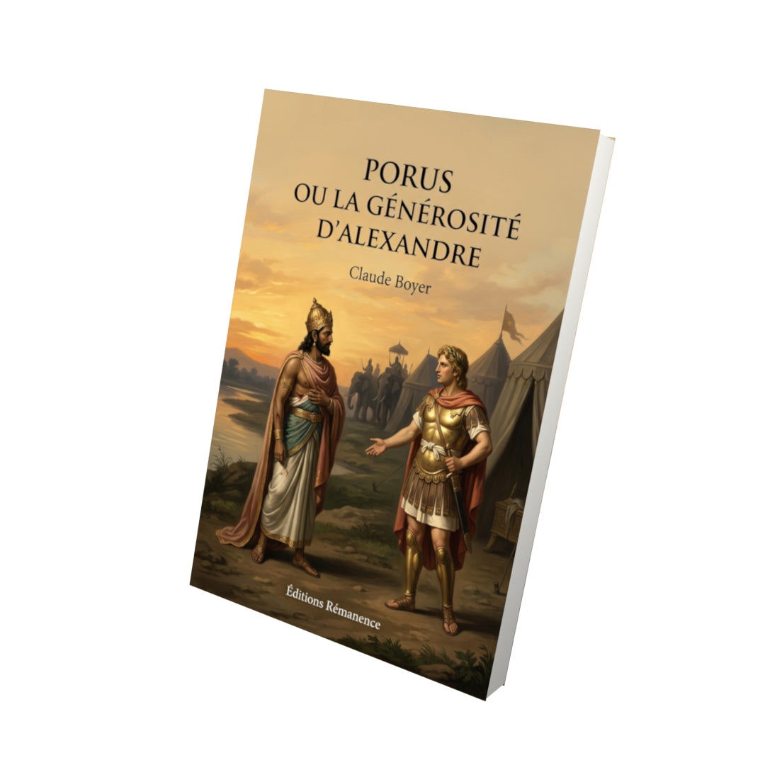 Livre Porus ou la Générosité d’Alexandre par Claude Boyer - Vue 3D - Editions Remanence