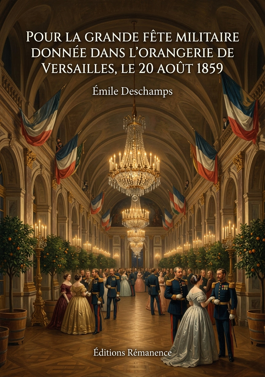 Livre Pour la grande fête militaire donnée dans l’orangerie de Versailles, le 20 août 1859 par Émile Deschamps - Couverture - Editions Remanence