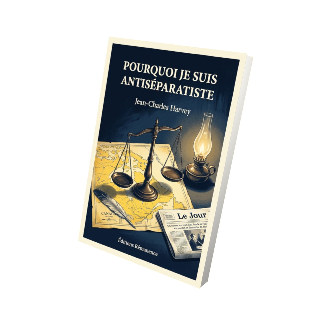 Livre Pourquoi je suis antiséparatiste par Jean-Charles Harvey - Vue 3D - Editions Remanence