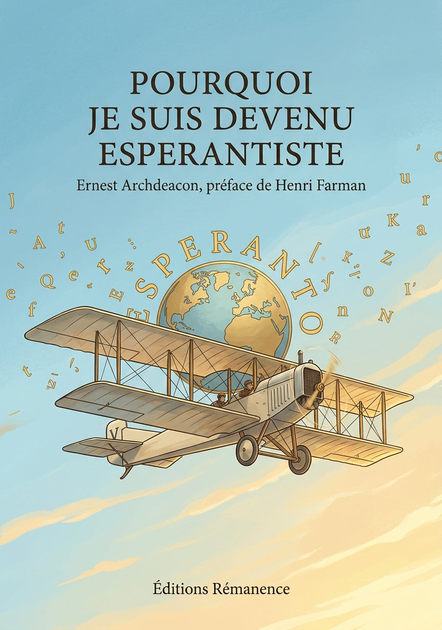 Livre Pourquoi je suis devenu esperantiste par Ernest Archdeacon, préface de Henri Farman - Couverture - Editions Remanence