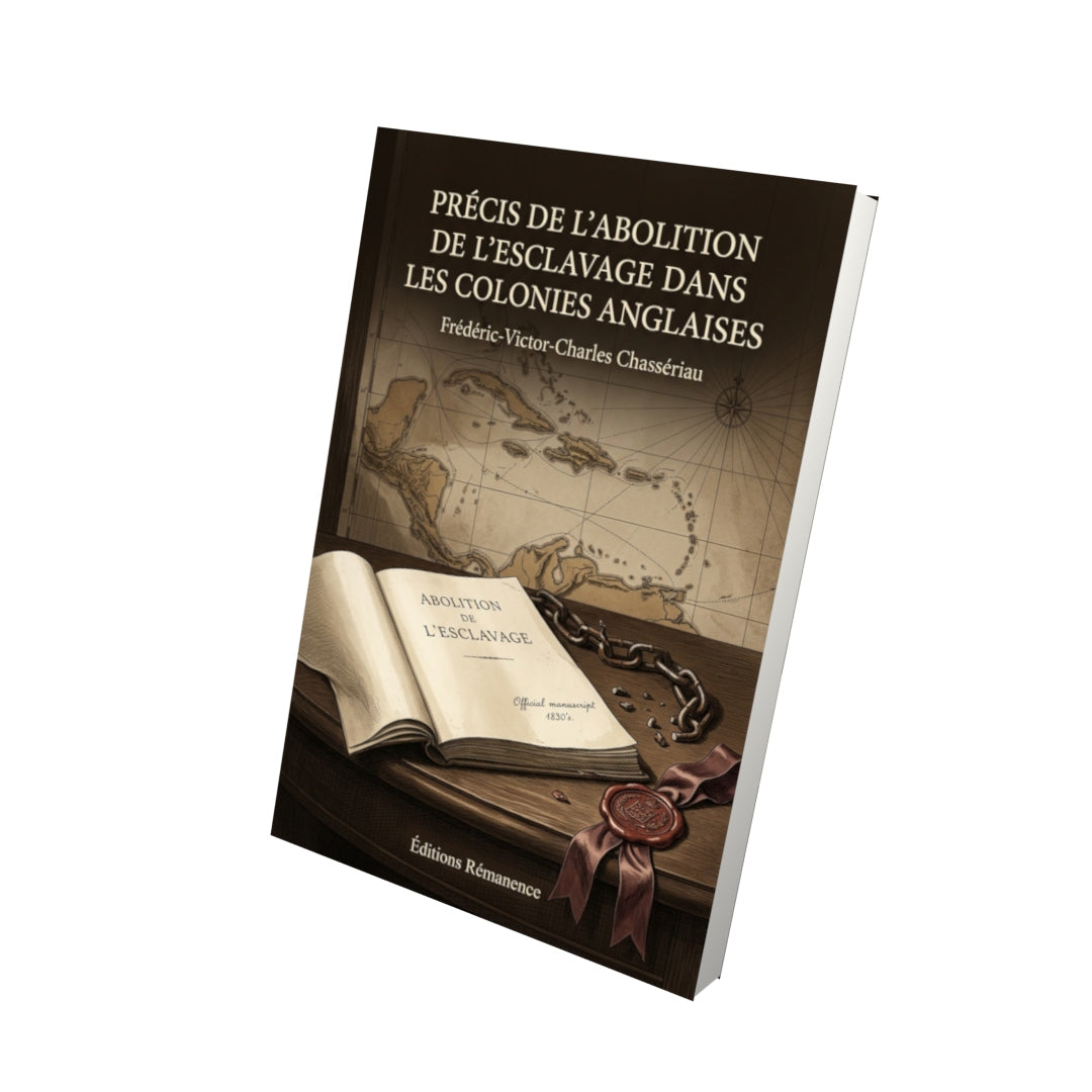Livre Précis de l’abolition de l’esclavage dans les colonies anglaises par Frédéric-Victor-Charles Chassériau - Vue 3D - Editions Remanence