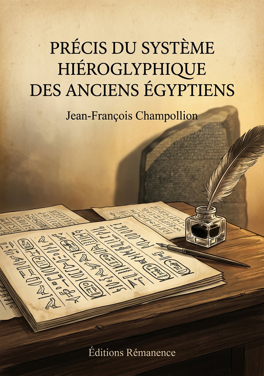 Livre Précis du système hiéroglyphique des anciens Égyptiens, planches par Jean-François Champollion - Couverture - Editions Remanence