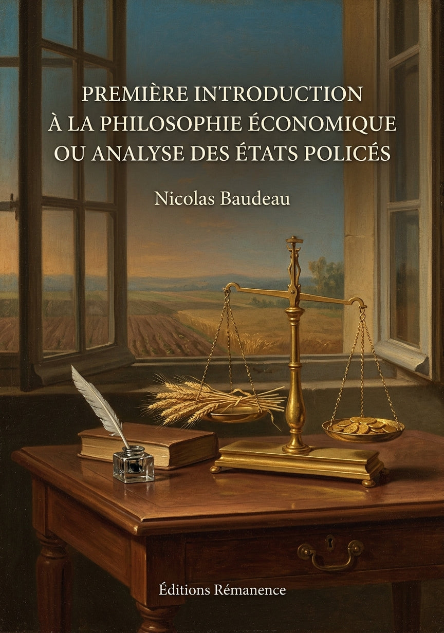 Livre Première Introduction à la philosophie économique ou analyse des États policés par Nicolas Baudeau - Couverture - Editions Remanence