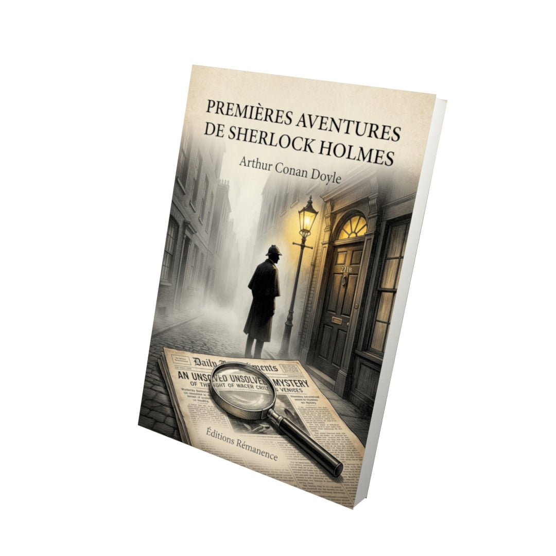 Livre Premières aventures de Sherlock Holmes par Arthur Conan Doyle - Vue 3D - Editions Remanence