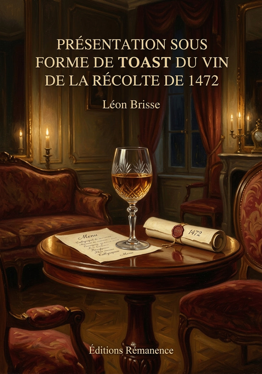 Livre Présentation sous forme de toast du vin de la récolte de 1472 par Léon Brisse - Couverture - Editions Remanence