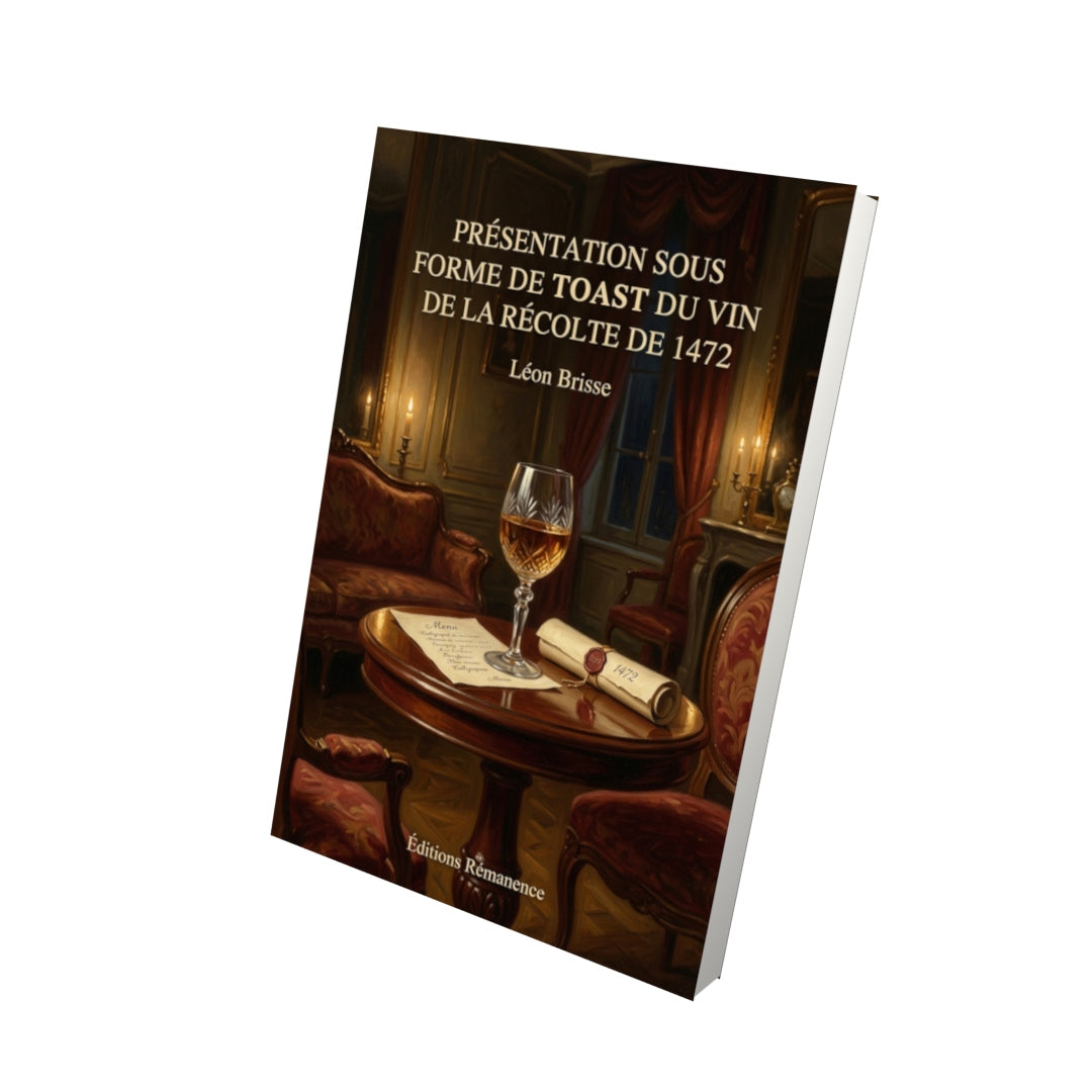 Livre Présentation sous forme de toast du vin de la récolte de 1472 par Léon Brisse - Vue 3D - Editions Remanence