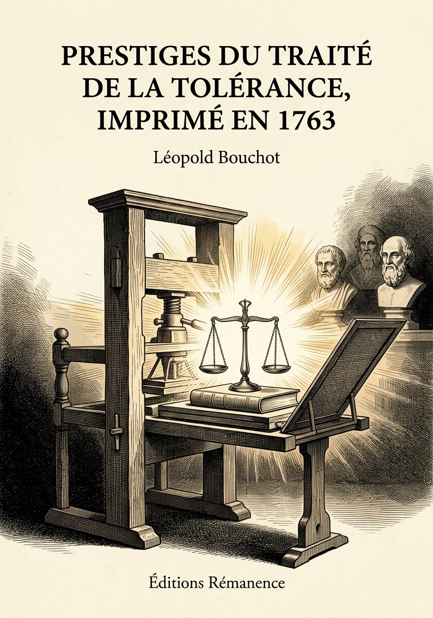 Livre Prestiges du traité de la tolérance, imprimé en 1763 par Léopold Bouchot - Couverture - Editions Remanence
