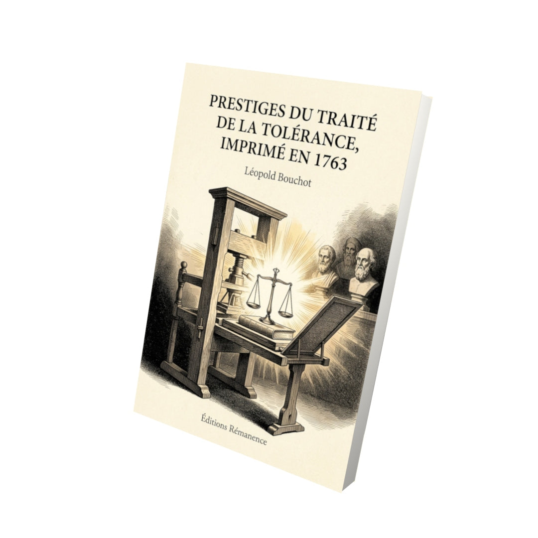 Livre Prestiges du traité de la tolérance, imprimé en 1763 - Léopold Bouchot - Vue 3D - Editions Remanence