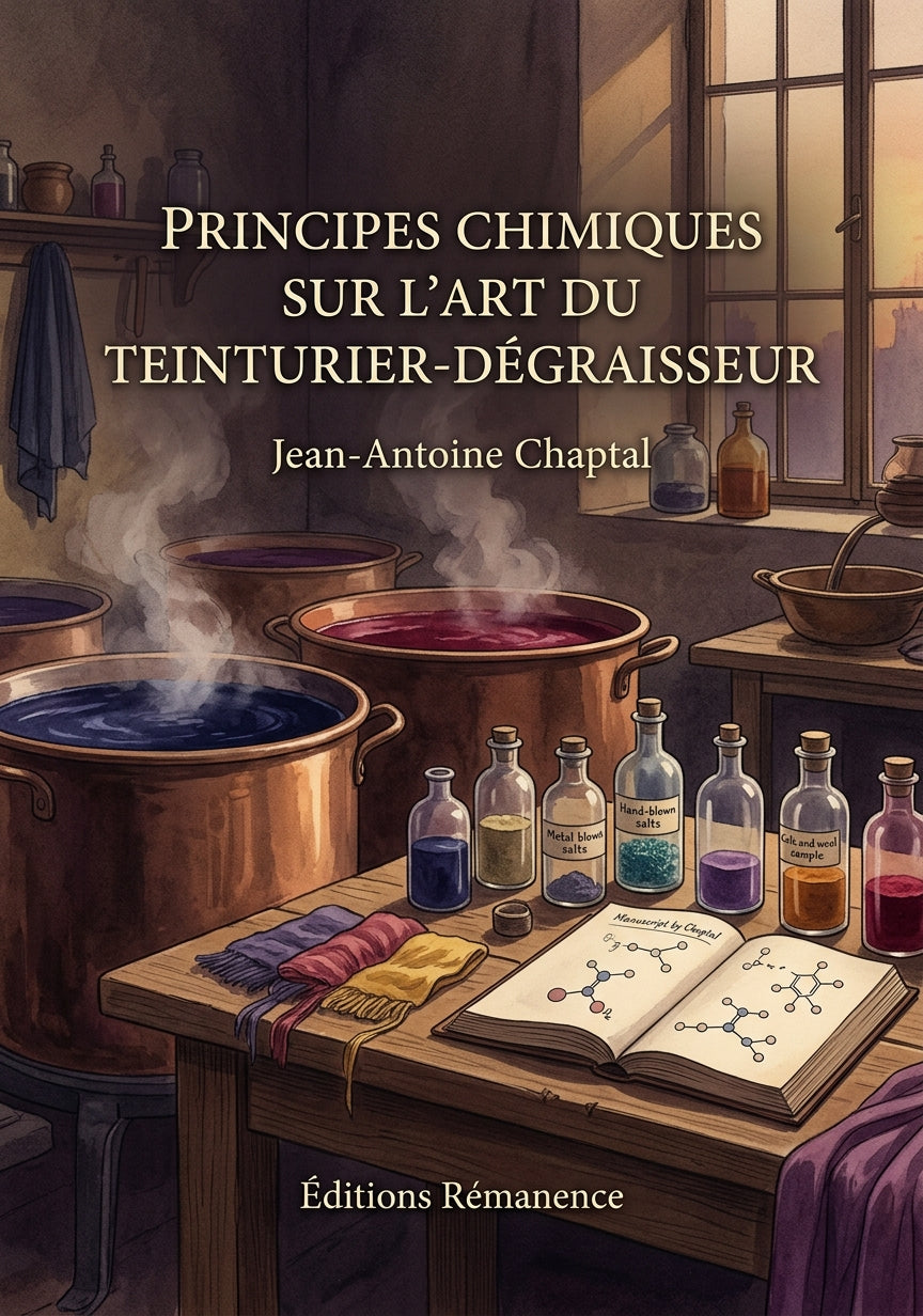 Livre Principes chimiques sur l’art du teinturier-dégraisseur par Jean-Antoine Chaptal - Couverture - Editions Remanence