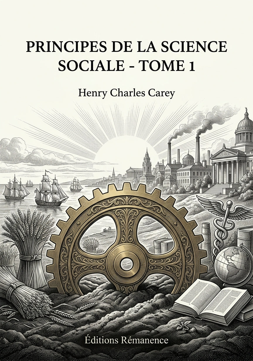 Livre Principes de la science sociale - Tome 1 par Henry Charles Carey - Couverture - Editions Remanence