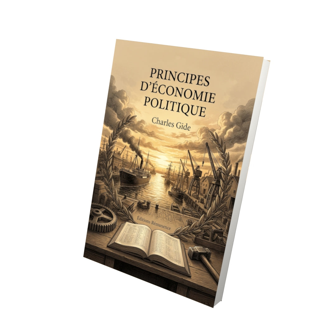Livre Principes d’économie politique par Charles Gide - Vue 3D - Editions Remanence