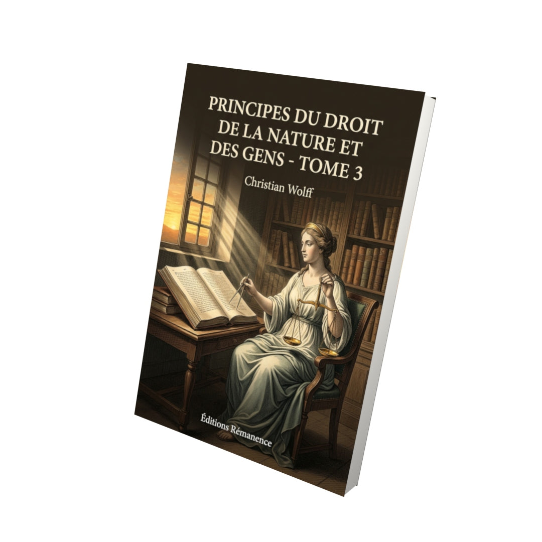 Livre Principes du droit de la nature et des gens - Tome 3 par Christian Wolff - Vue 3D - Editions Remanence