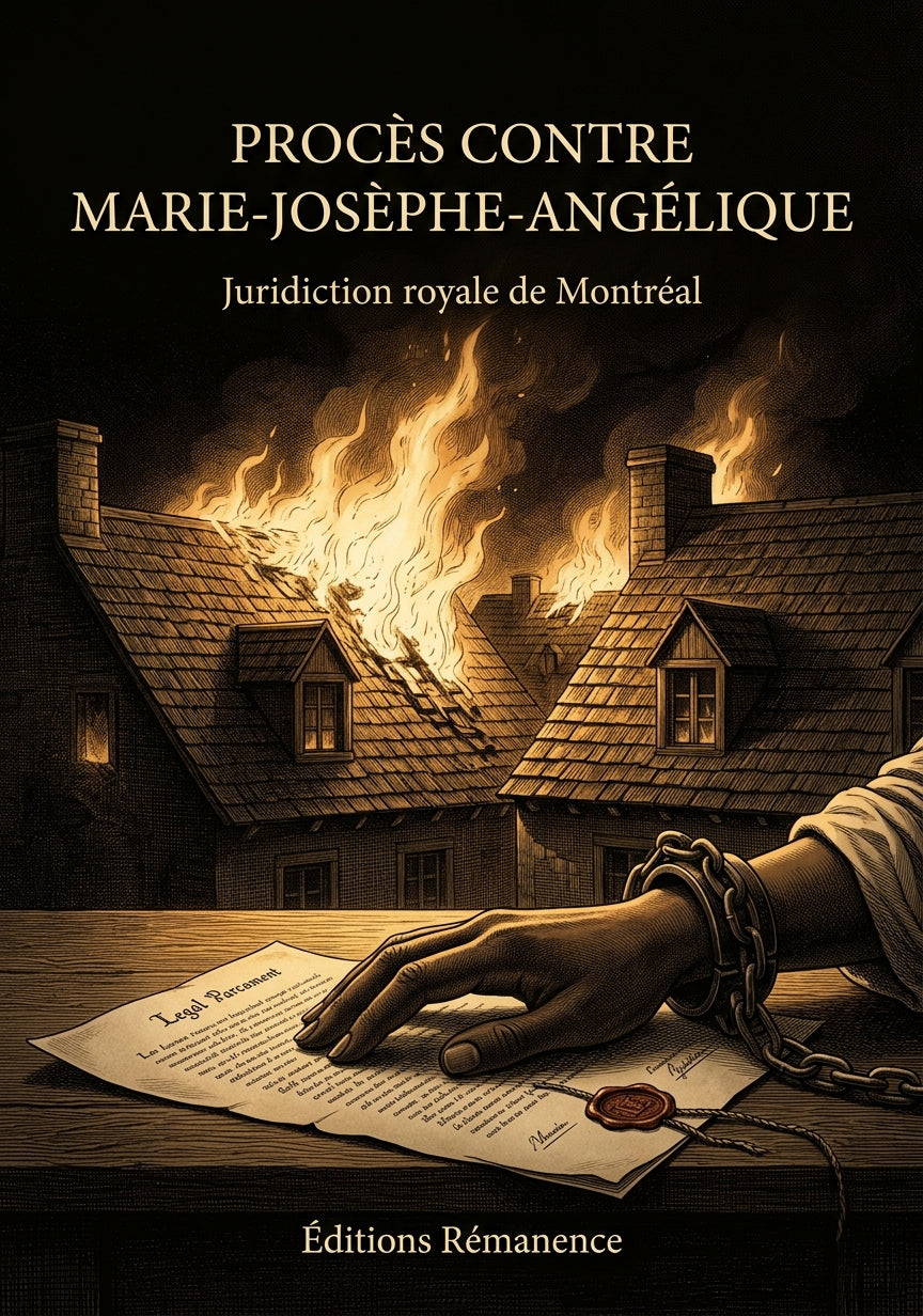 Livre Procès contre Marie-Josèphe-Angélique par Juridiction royale de Montréal - Couverture - Editions Remanence