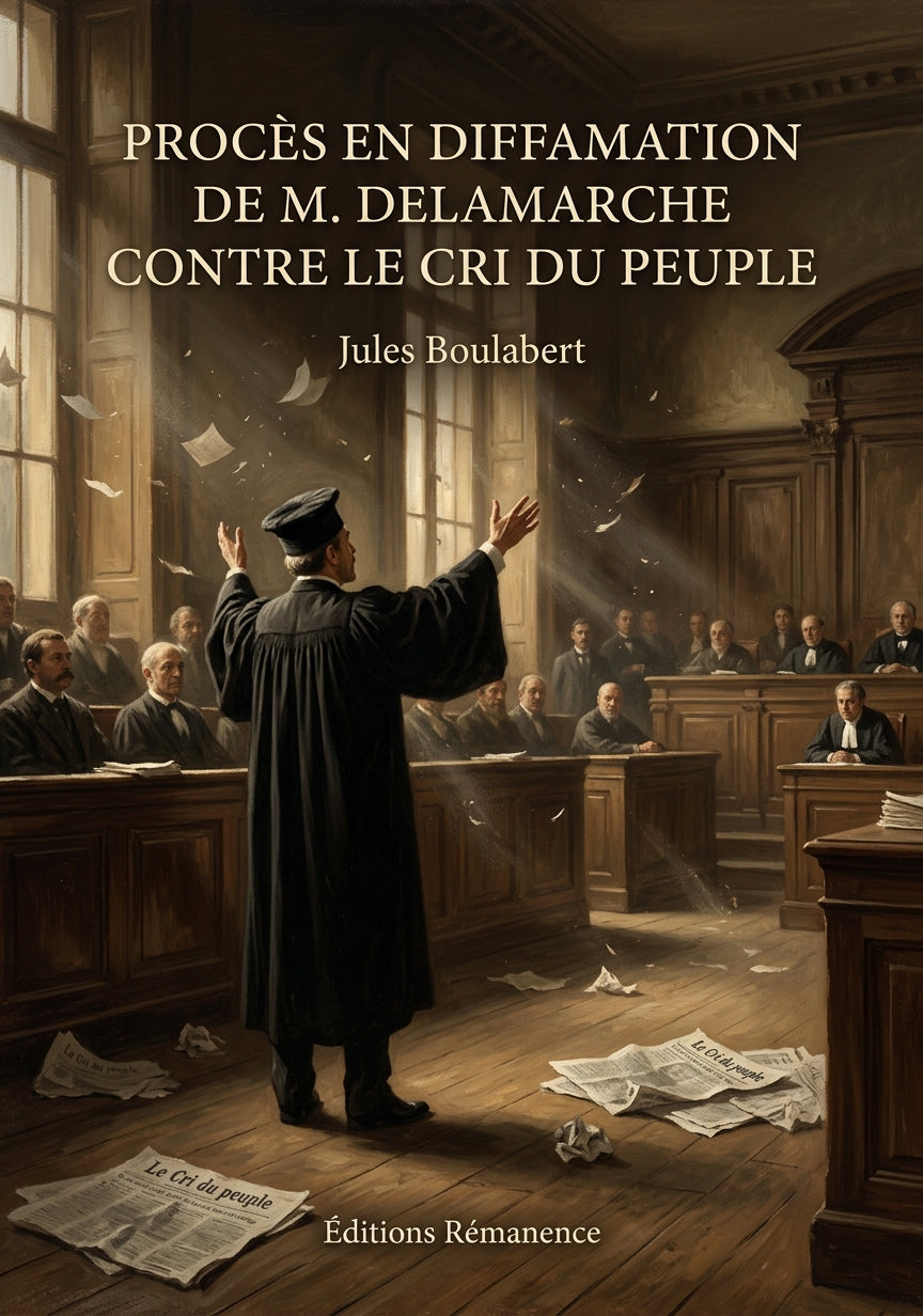 Livre Procès en diffamation de M. Delamarche contre le Cri du peuple par Jules Boulabert - Couverture - Editions Remanence