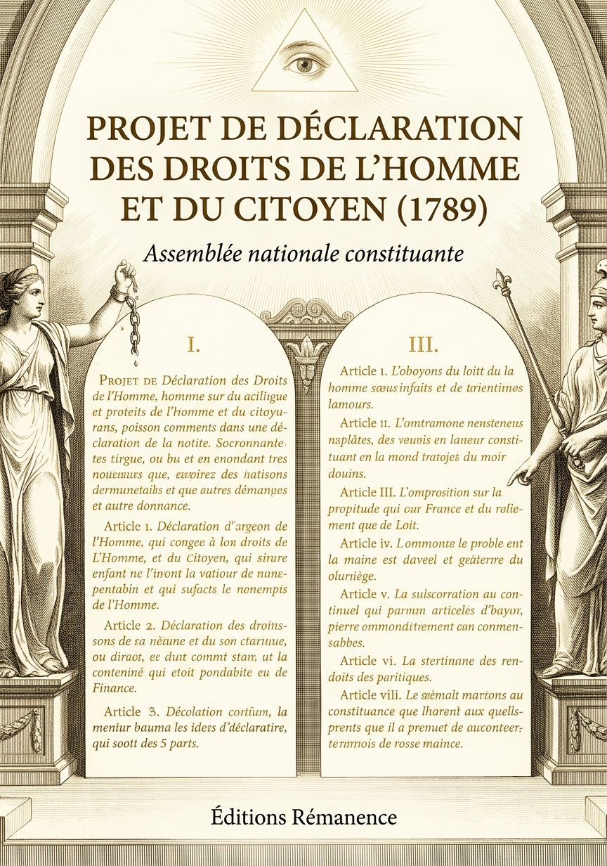 Livre Projet de Déclaration des Droits de l’Homme et du Citoyen (1789) par Assemblée nationale constituante - Couverture - Editions Remanence
