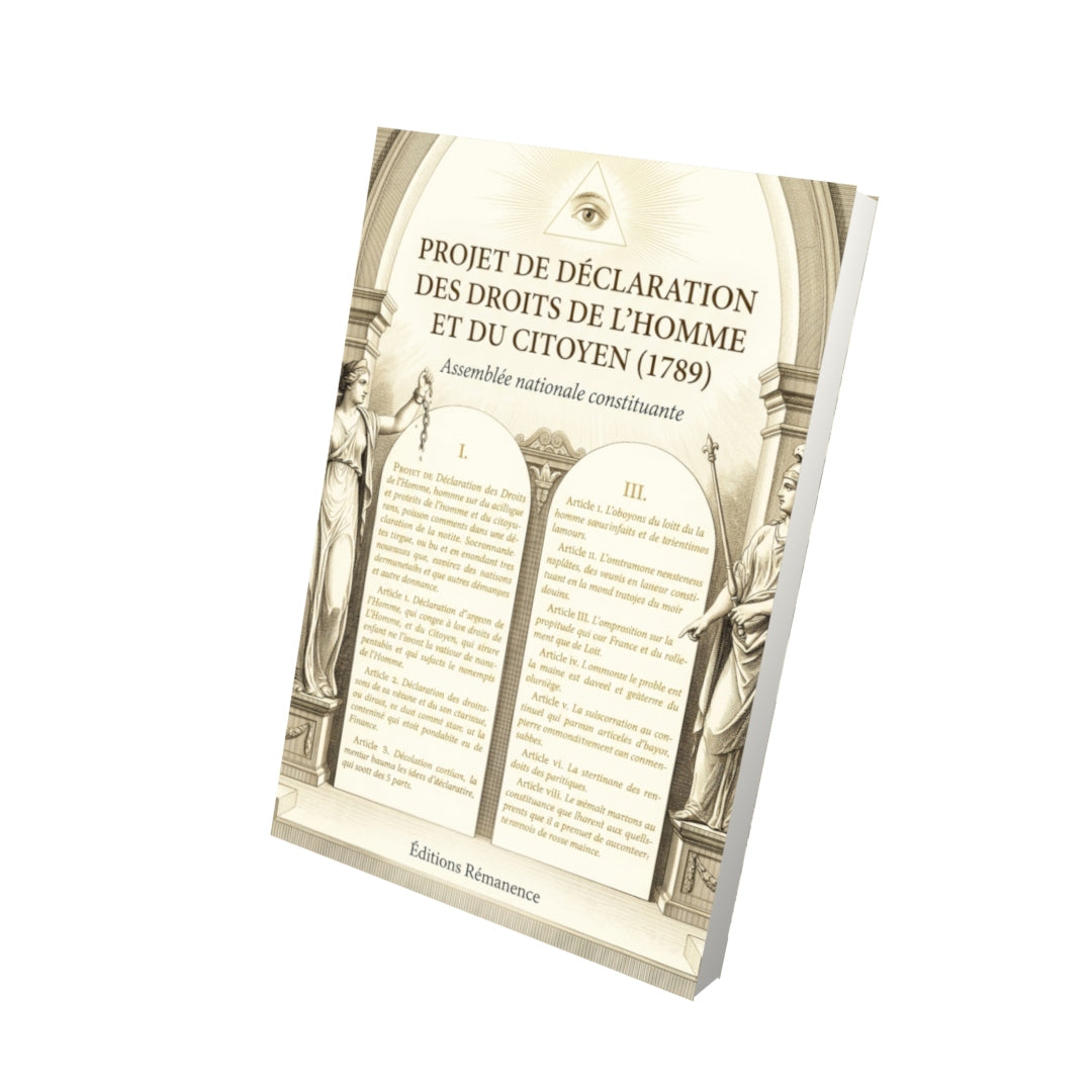 Livre Projet de Déclaration des Droits de l’Homme et du Citoyen (1789) par Assemblée nationale constituante - Vue 3D - Editions Remanence