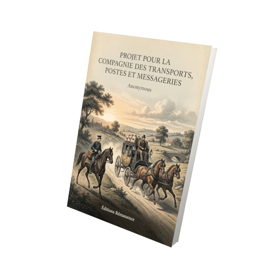 Livre Projet pour la compagnie des transports, postes et messageries - Anonymous - Vue 3D - Editions Remanence