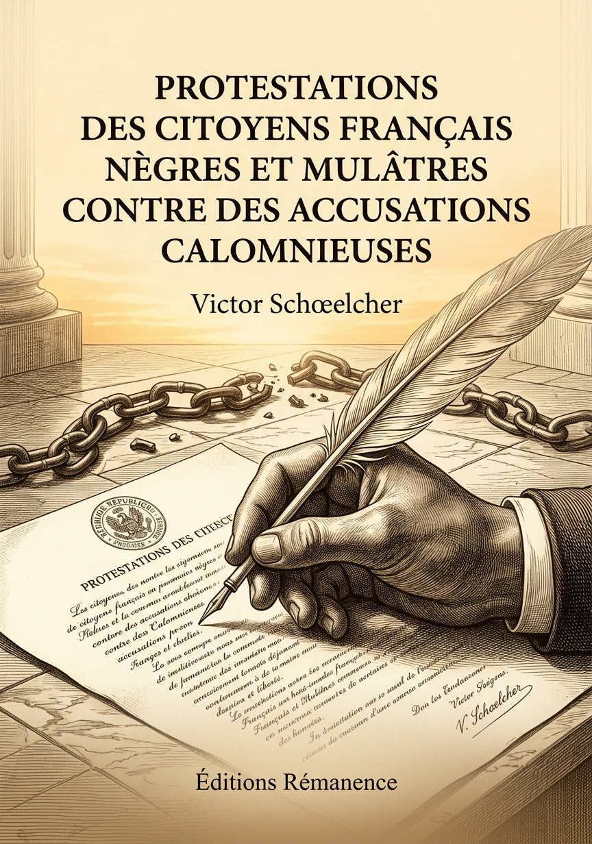 Livre Protestations des citoyens français nègres et mulâtres contre des accusations calomnieuses par Victor Schœlcher - Couverture - Editions Remanence
