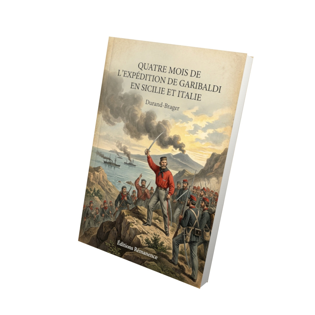 Livre Quatre mois de l'expédition de Garibaldi en Sicilie et Italie - Durand-Brager - Vue 3D - Editions Remanence
