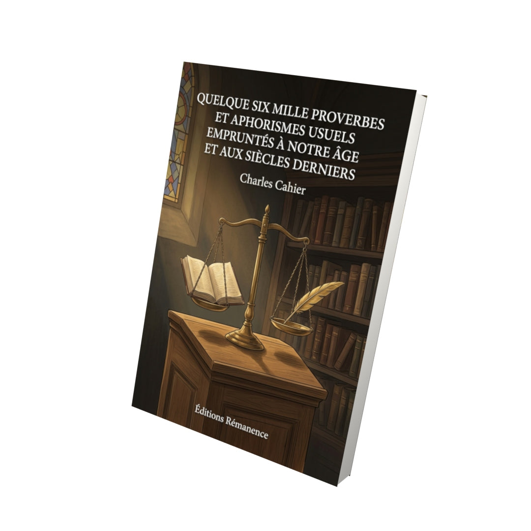 Livre Quelque six mille proverbes et aphorismes usuels empruntés à notre âge et aux siècles derniers par Charles Cahier - Vue 3D - Editions Remanence